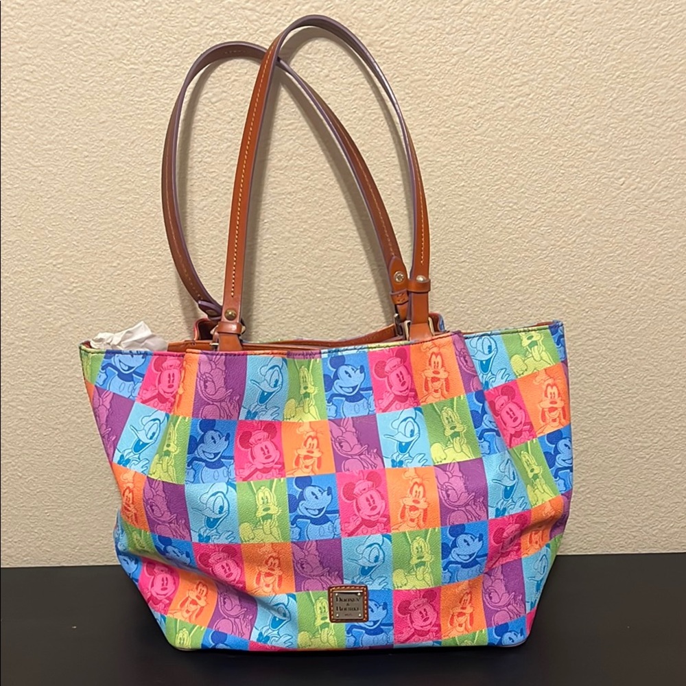 Disney Dooney & Bourke Colorful Character Tote Bag with Leather Trim